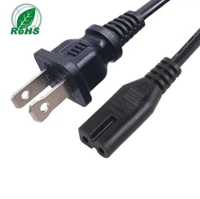 Black USA Power Cord 10A 125V 2 Pin NEMA 1-15P Colokan ke IEC 320 C7