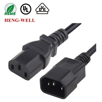Black US Power Extension Cord, 10A 15A 125V 250V 18AWG Kabel Daya Komputer