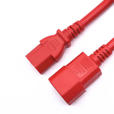 UL Ekstensi Kabel Listrik Perkakas Rumah C13 C14 Kabel Merah 1.8m 2m 3m