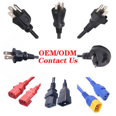 3 Pin Plug 10A 13A 15A 125V Laptop Komputer UL Sertifikat AC Power Cord