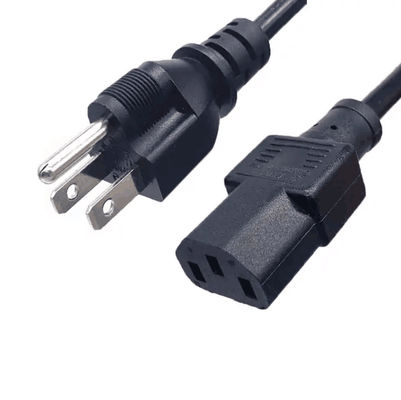 PVC 3 Pin Japan Power Cable, IEC 320 C13 AC Power Cord 1.8m Hitam Disesuaikan