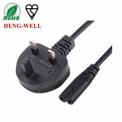 Ekstensi Listrik UK 2 Pin Power Cable Plug 250V 1,8m Untuk Laptop Komputer