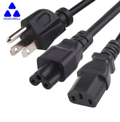 UL 3 Wire USA Power Cord 18AWG Kabel Laptop Listrik NEMA 5-15p Untuk IEC C13