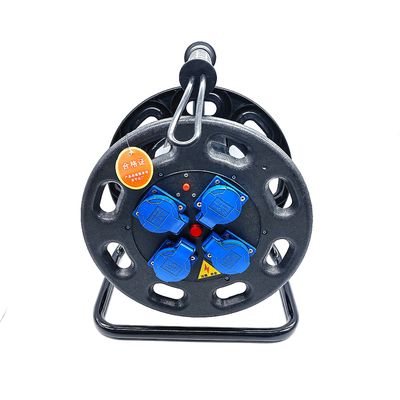 4 Way General Sockets IP54 Retractable Cable Reel Customized Length Heavy-Duty Industrial Waterproof Extension Cable Reel