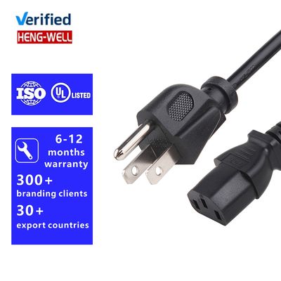 3 Pin 15A 125V UL Kabel Daya