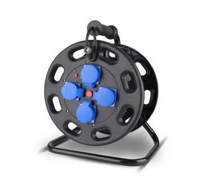 4 Way General Sockets IP44 Retractable Iron 15M 20m 50m 100m Cord Reel Length Customized EU Cable Reel Drum