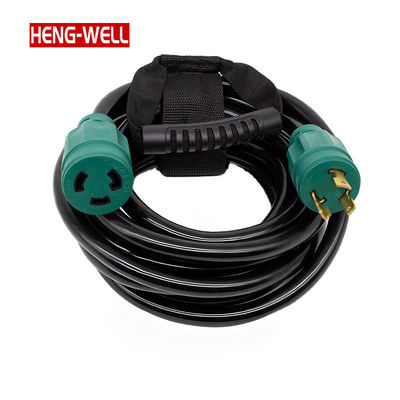 Tugas berat 30A 125V SJTW Generator Extension Cord NEMA L5-30P sampai L5-30R IP44 Waterproof untuk penggunaan luar ruangan