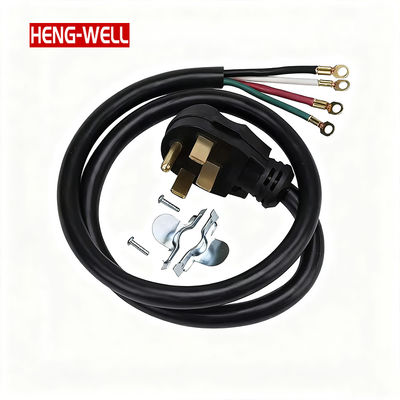 Kabel listrik 50-Amp 4-Wire SJTW Stripped Range NEMA 14-50P-3ft / Custom Length 100% Tembaga PVC 250V untuk peralatan rumah tangga